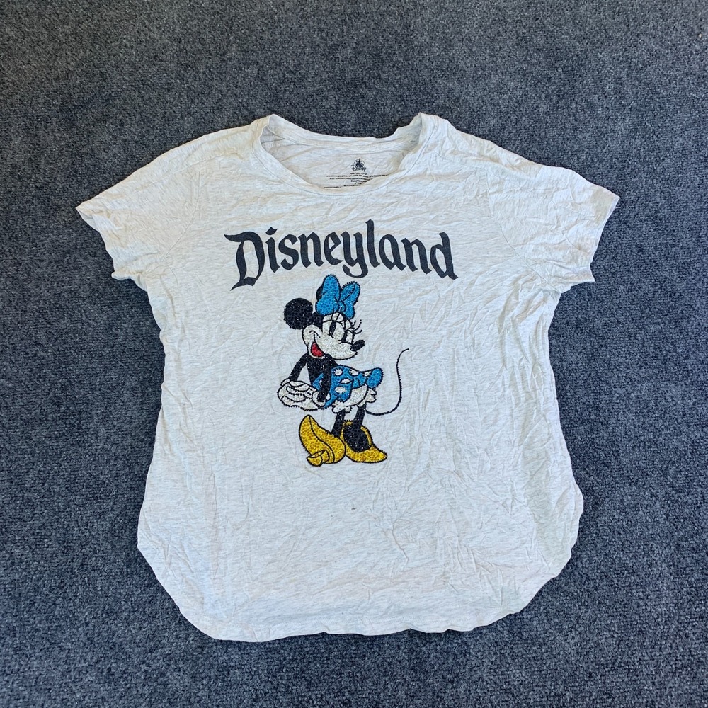 Disney T-Shirt Womens L White Good Rhinestone Minnie Mouse Disneyland Tee